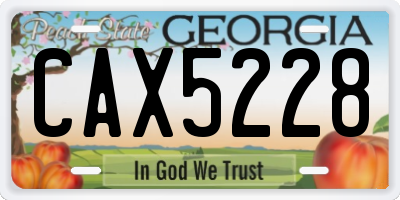 GA license plate CAX5228