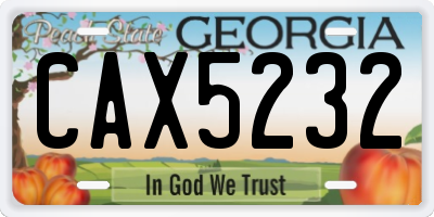 GA license plate CAX5232