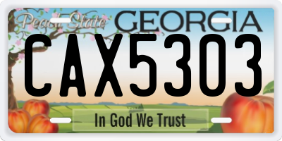 GA license plate CAX5303
