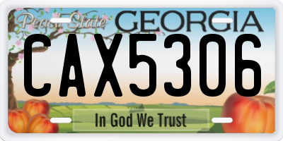 GA license plate CAX5306