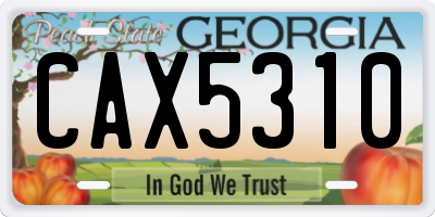 GA license plate CAX5310