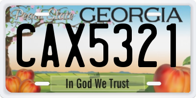 GA license plate CAX5321