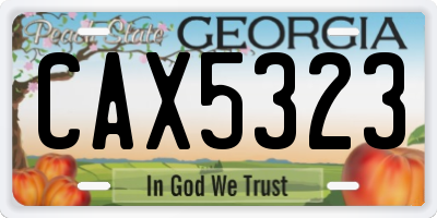 GA license plate CAX5323
