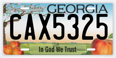 GA license plate CAX5325