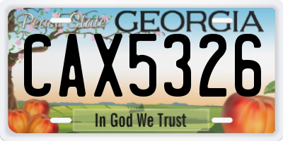 GA license plate CAX5326
