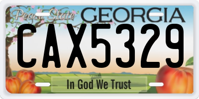GA license plate CAX5329