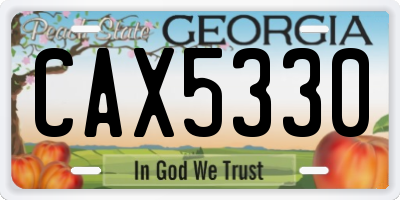 GA license plate CAX5330