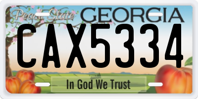 GA license plate CAX5334