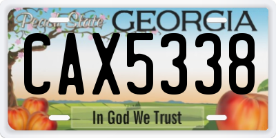 GA license plate CAX5338