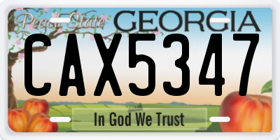 GA license plate CAX5347