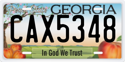 GA license plate CAX5348