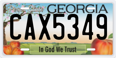GA license plate CAX5349
