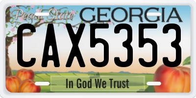 GA license plate CAX5353