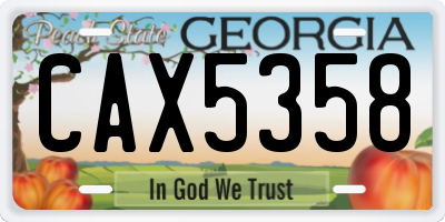 GA license plate CAX5358