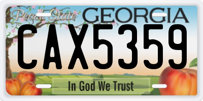 GA license plate CAX5359