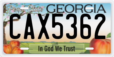 GA license plate CAX5362