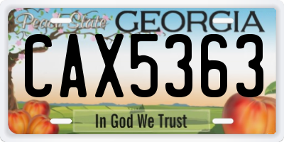 GA license plate CAX5363