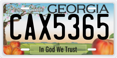 GA license plate CAX5365