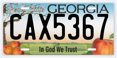 GA license plate CAX5367