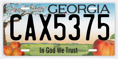 GA license plate CAX5375