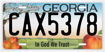 GA license plate CAX5378