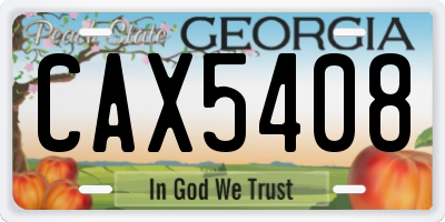 GA license plate CAX5408