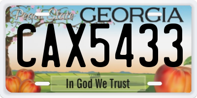 GA license plate CAX5433