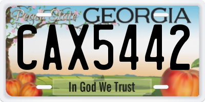 GA license plate CAX5442