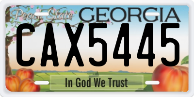 GA license plate CAX5445