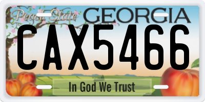 GA license plate CAX5466