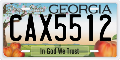 GA license plate CAX5512