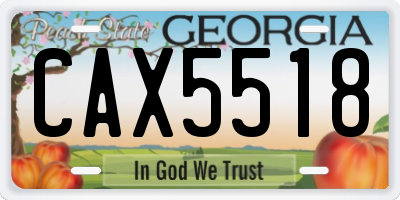 GA license plate CAX5518