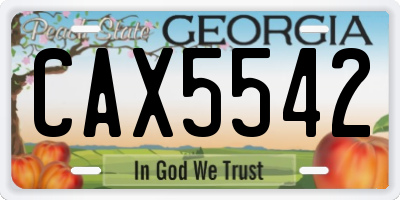 GA license plate CAX5542