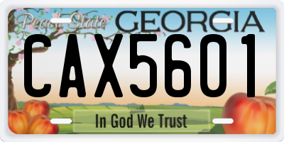 GA license plate CAX5601