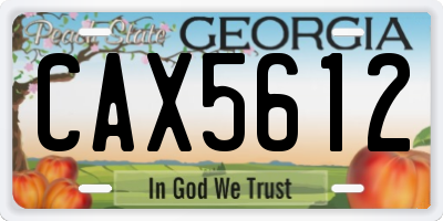 GA license plate CAX5612