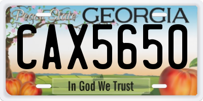 GA license plate CAX5650