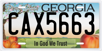 GA license plate CAX5663