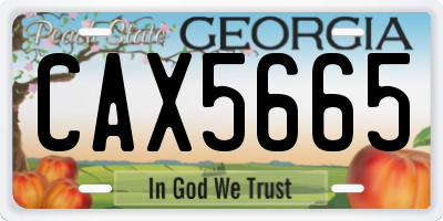 GA license plate CAX5665