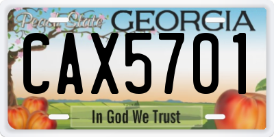GA license plate CAX5701