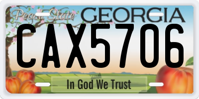 GA license plate CAX5706