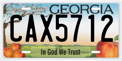 GA license plate CAX5712