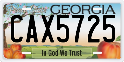 GA license plate CAX5725