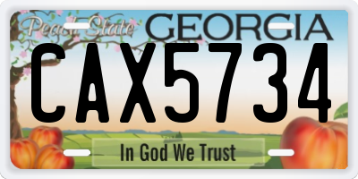 GA license plate CAX5734