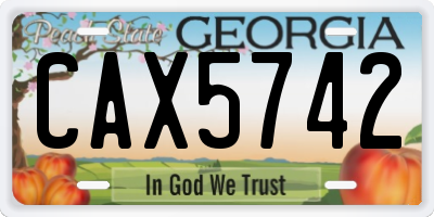 GA license plate CAX5742
