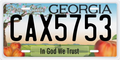 GA license plate CAX5753