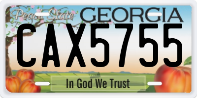 GA license plate CAX5755