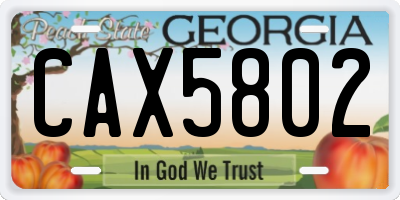 GA license plate CAX5802