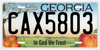 GA license plate CAX5803