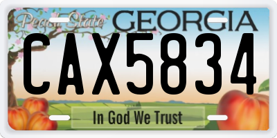 GA license plate CAX5834