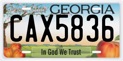 GA license plate CAX5836